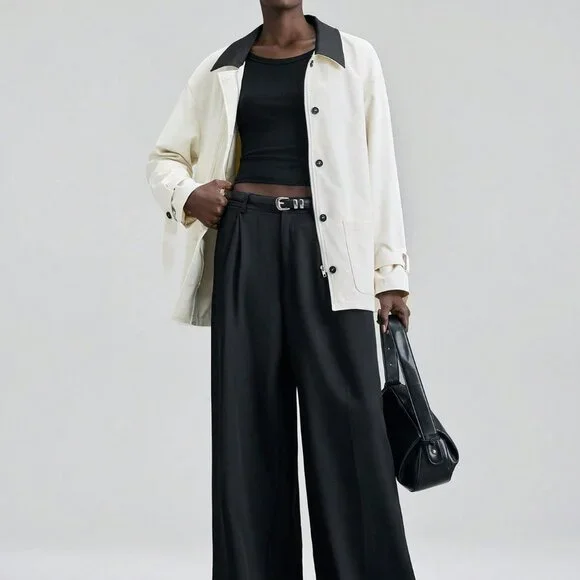 White Casual Women's Elegant Collar Jacket With Buttons - Picture 4 of 7